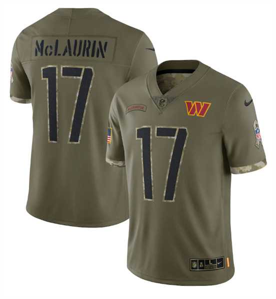 Men%27s Washington Commanders #17 Terry McLaurin 2022 Olive Salute To Service Limited Stitched Jersey Dyin